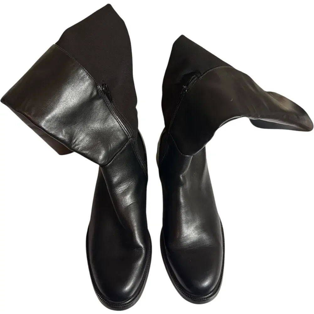 A New Day Hope Black Knee High Riding Boots Women’s 9.5 Stretch Side Zip